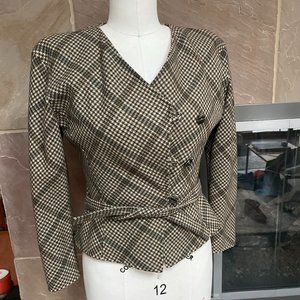 Wool Cropped Women's Blazer with Belt: Mandava